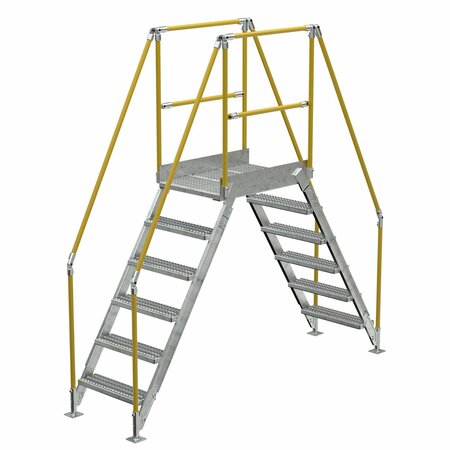 VESTIL 6 Step Galvanized Steel Cross-Over Ladder 104"x102.5" 500lb Capacity COL-6-56-23-HDG